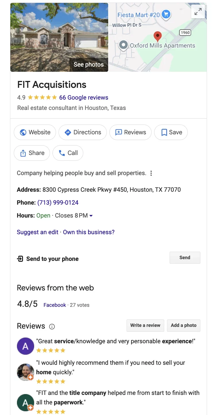 FIT Acquisitions Google Business Profile