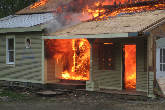 fire damaged house