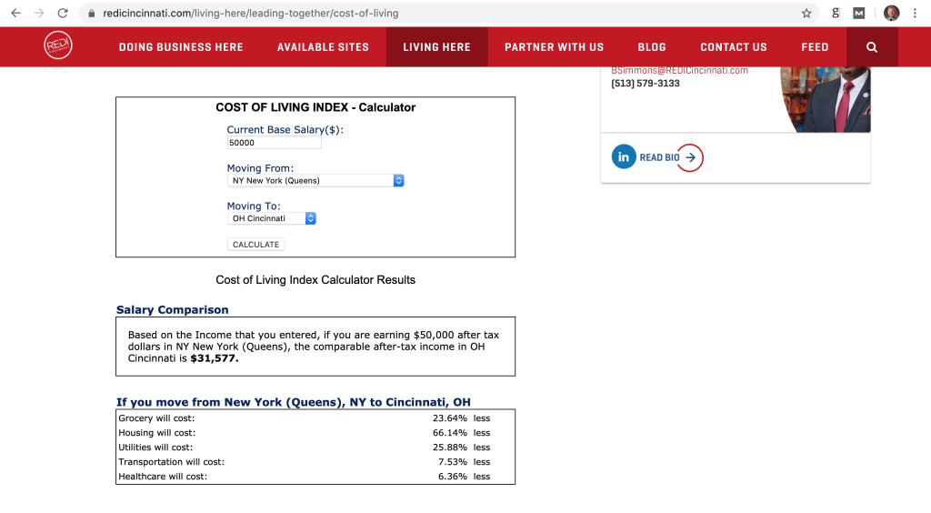 cost of living - cincinnati VS new york
