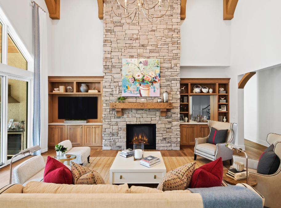Sterling Homes - Brick fireplace