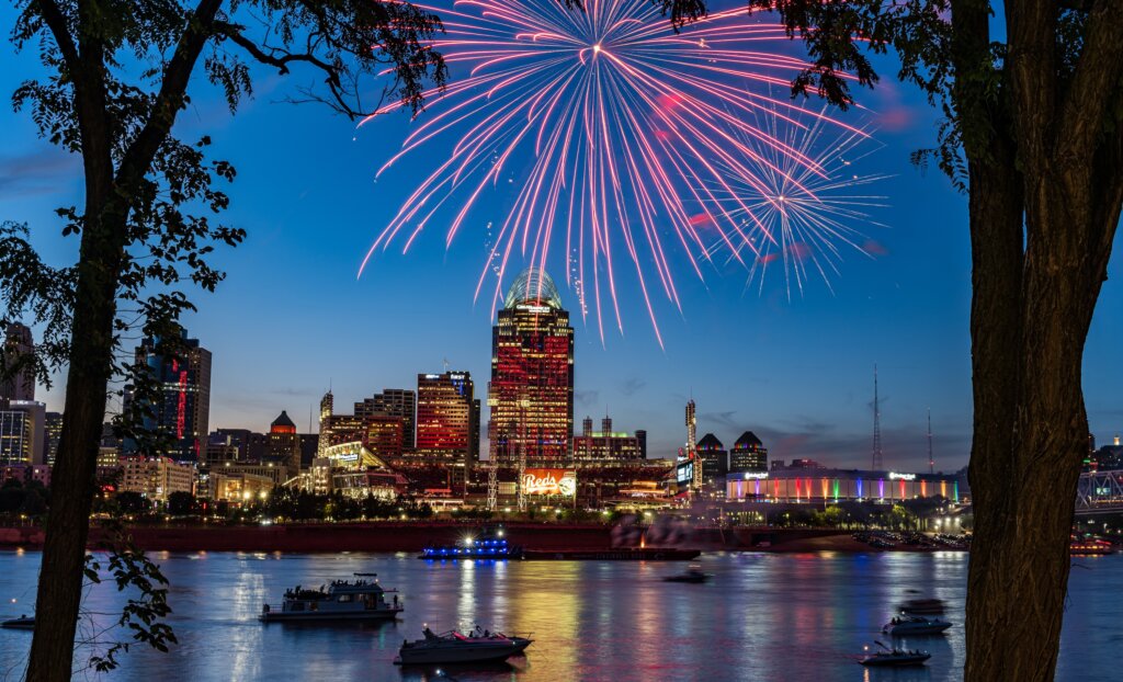 cincinnati skyline fireworks