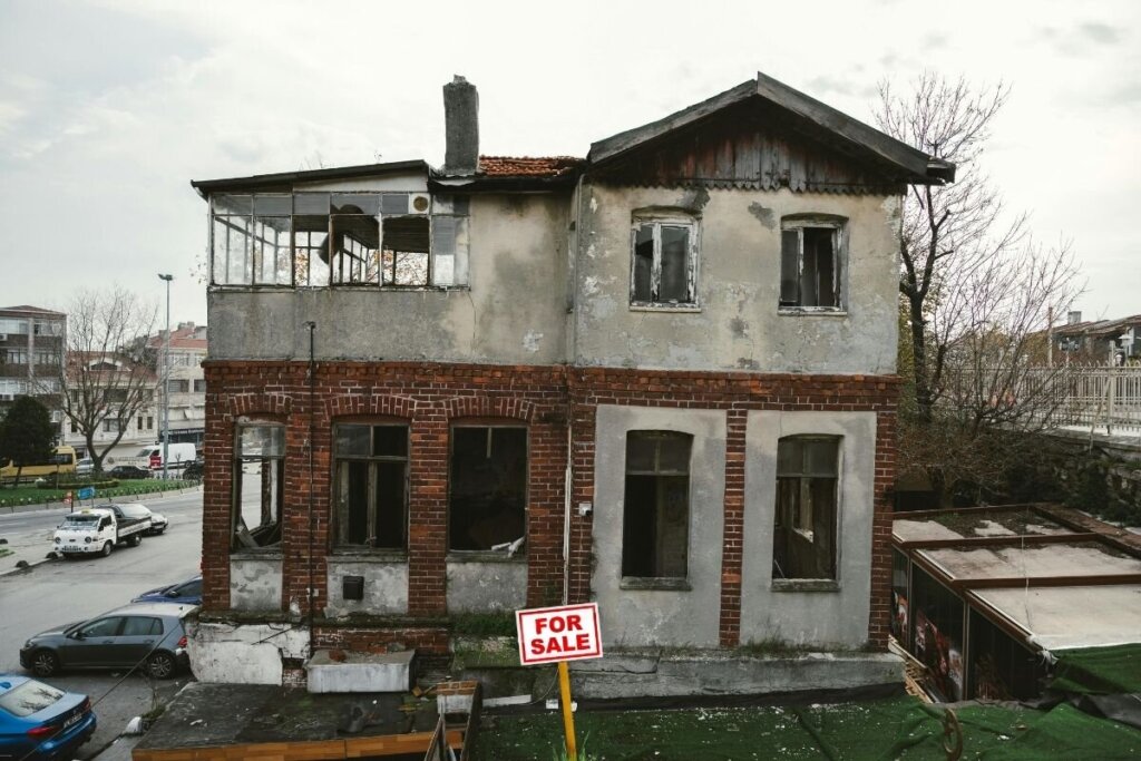 Abandoned Urban House with Brick Facade in Detroit