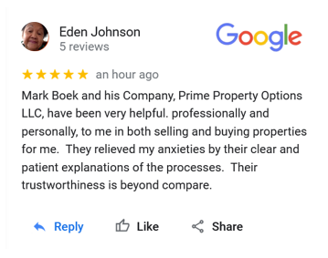 Seller testimonial with relieved anxieties about selling a house-fast