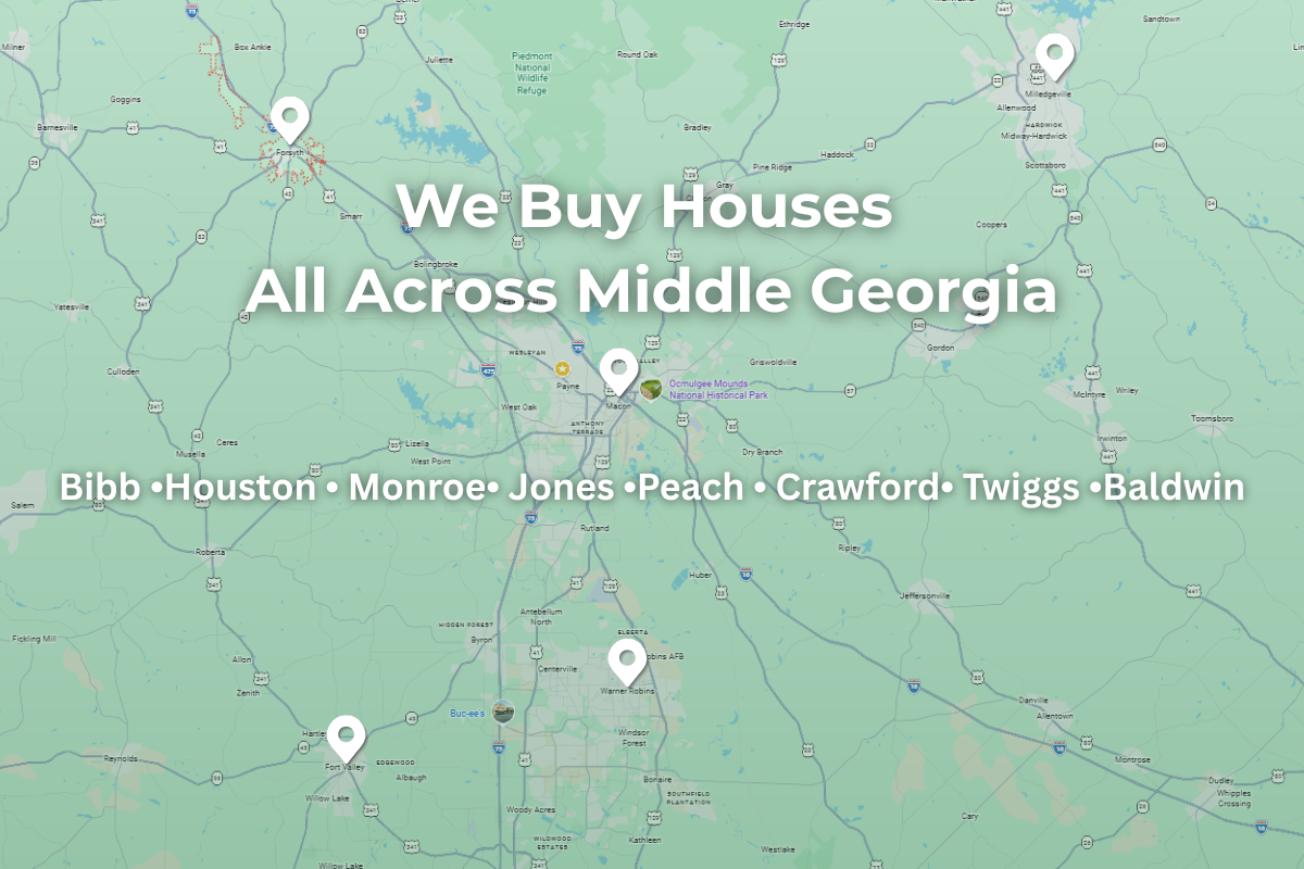 Georgia House Buyers LLC service area Middle Georgia map