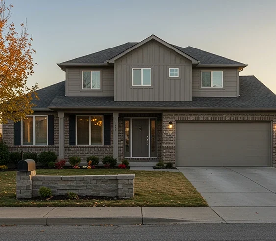 A modern two-story suburban house in Toledo, Ohio, featured next to the House Buyer For Cash frequently asked questions.