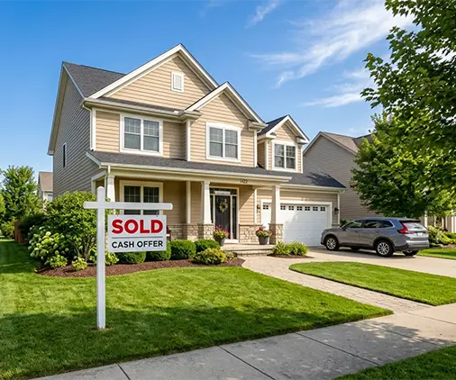 A suburban home in Toledo, Ohio with a sold cash offer sign on the lawn, representing the local housing market trends.