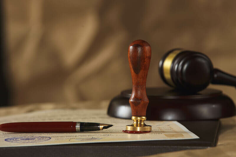 stamped last will document and gavel - probate process