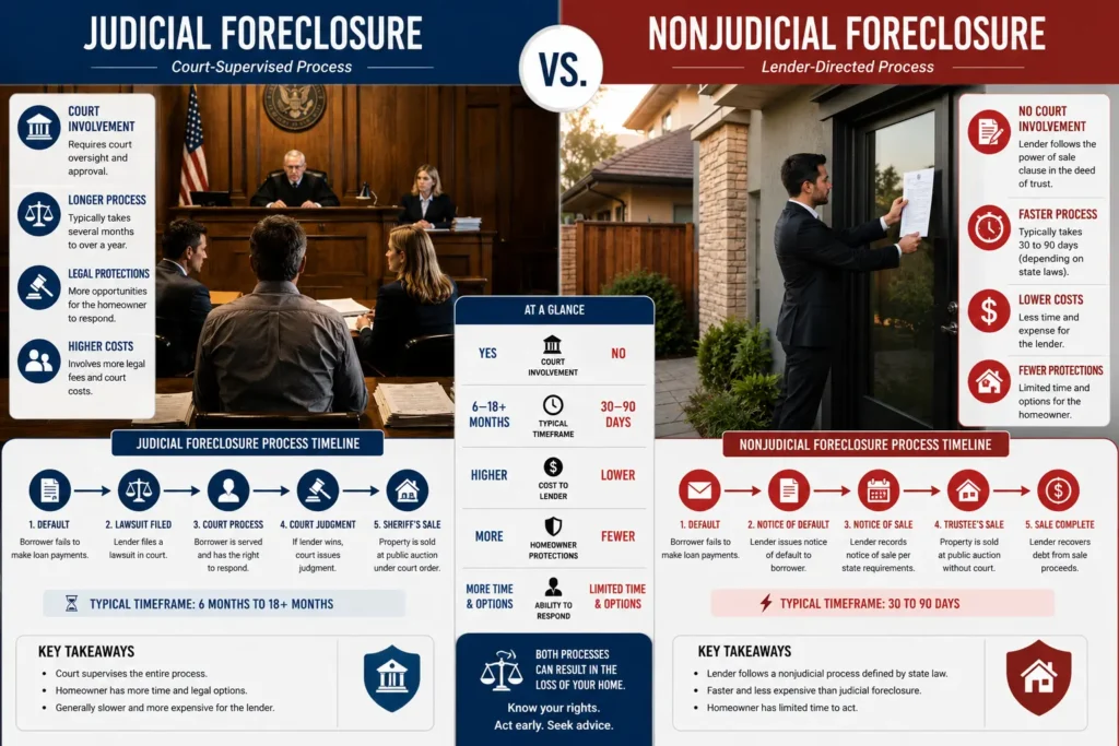 Difference Between Judicial Foreclosure and Nonjudicial Foreclosure