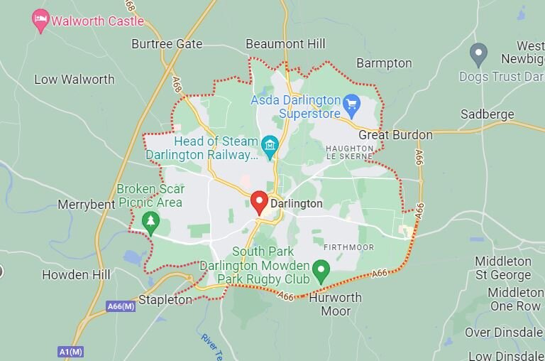 Interactive Darlington neighbuorhood map where We bUy Any Homes Buys houses