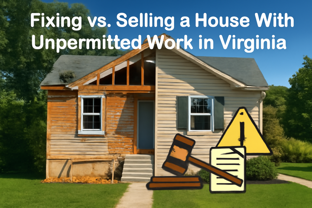 Fixing vs. Selling a House With Unpermitted Work in Virginia