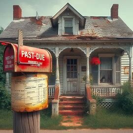 Virginia house with overdue property tax notice on mailbox