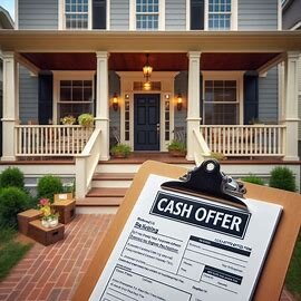 Richmond VA home with cash offer document on clipboard