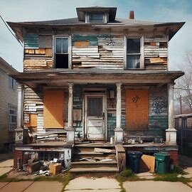 Richmond VA distressed house with boarded windows and visible exterior damage