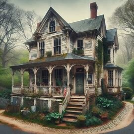 Old Virginia home with visible exterior damage