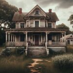 Exterior of an aging Virginia house with peeling paint and overgrown lawn
