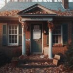 Virginia home with an overdue property tax notice pinned to the front door