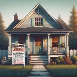 Virginia house with overdue mortgage notice and foreclosure warning taped to front door