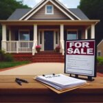 Virginia home with a For Sale sign and legal documents in the foreground