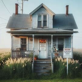 Older Virginia house with visible code violation notice on front door