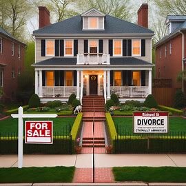 Richmond VA home for sale during divorce with real estate sign and split yard