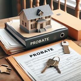 Virginia house with legal documents and a probate file on a wooden table