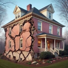 Virginia home with visible foundation cracks along the brick exterior