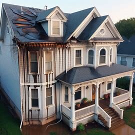Richmond VA home with roof damage and missing shingles