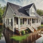 Flood-damaged home in Richmond VA with warped siding and visible water stains