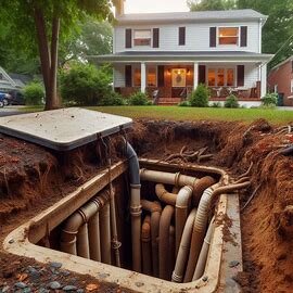 Septic tank system in a backyard of a Richmond VA property