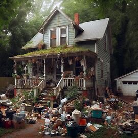 Inherited Richmond house with overgrown lawn and packed garage