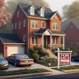 Virginia rental house with a For Sale sign and tenant cars in the driveway