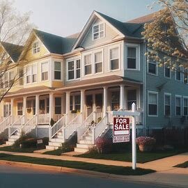 Exterior of an older Virginia rental property with “For Sale” sign in the yard