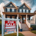 Richmond VA home with for sale sign and visible mortgage paperwork on porch