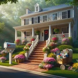 Quiet Virginia home with a mailbox and flowers out front, appearing vacant