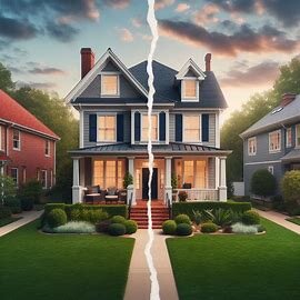 Richmond VA home with divided property lines symbolizing a divorce situation