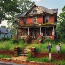 Exterior of a family home in Virginia with overgrown grass and a mailbox out front