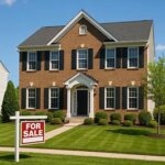 Virginia home with “For Sale” sign under blue sky