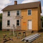 Virginia house with expired building permit notice taped to window