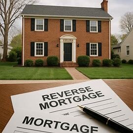 Elderly Virginia homeowner with reverse mortgage documents and home for sale