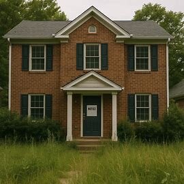 Virginia house with past due mortgage notice on door