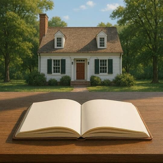 Notebook with real estate terms written on paper