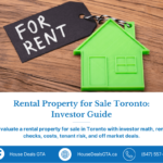 Rental property for sale in Toronto guide graphic with green house rental sign and House Deals GTA contact details