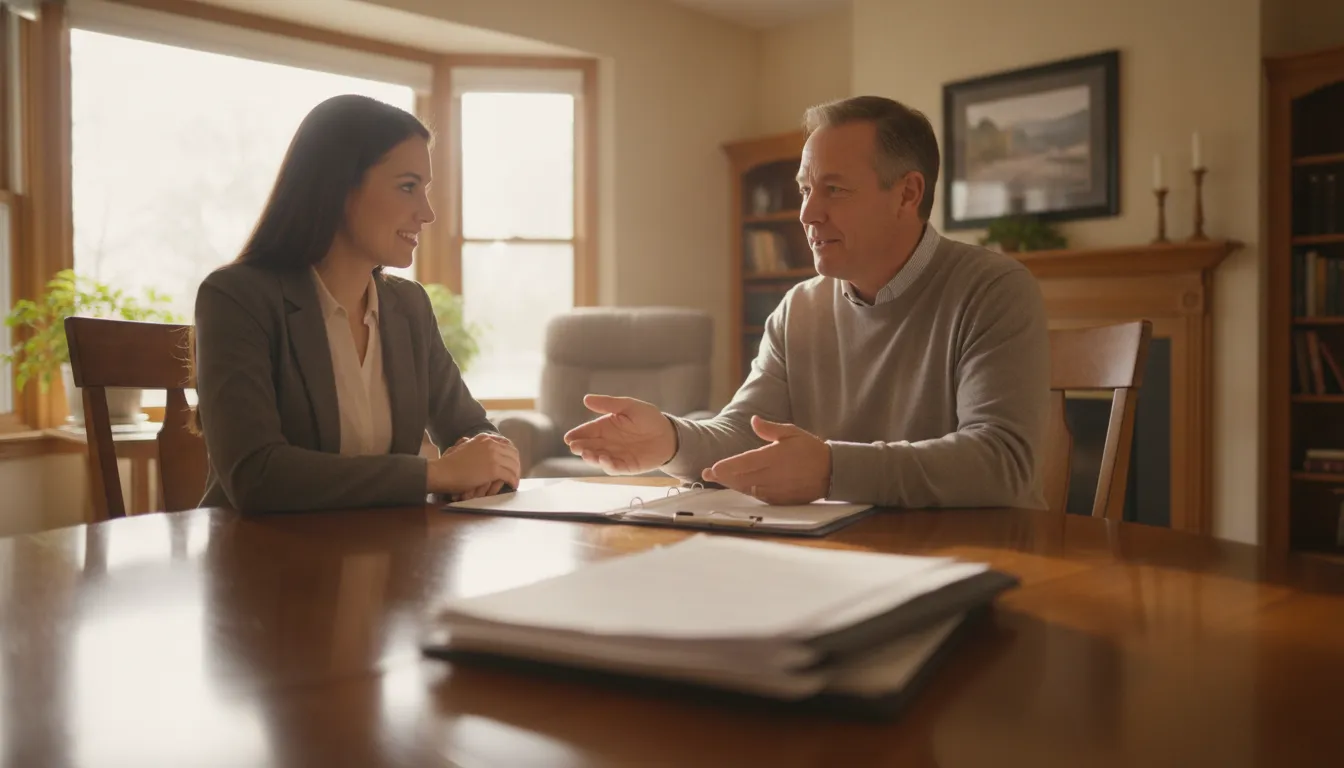 Michigan homeowner discussing a house with a local cash buyer