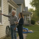 Michigan homeowner reviewing a property condition with a local home buyer