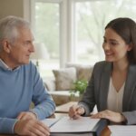 A Michigan homeowner reviewing trust and property documents at a table