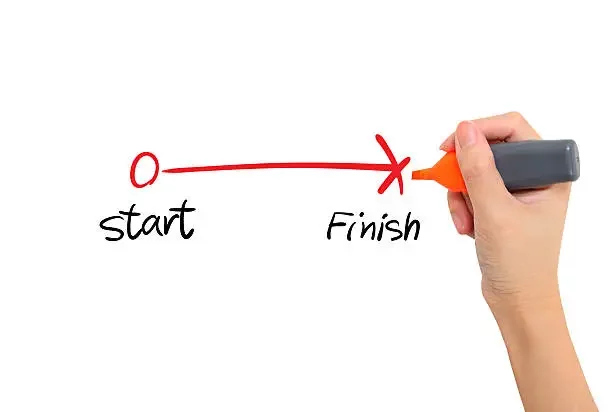 Drawing of a short line from start to finish, symbolizing how fast a house can be sold in Bakersfield, CA.