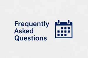 Header image with the text ‘Frequently Asked Questions’ next to a navy blue calendar icon on a light gray background. sell your house fast in Modesto CA