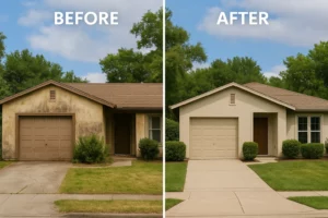 Before-and-after of a Modesto home representing cash for my Modesto house. Sell My House Fast Modesto