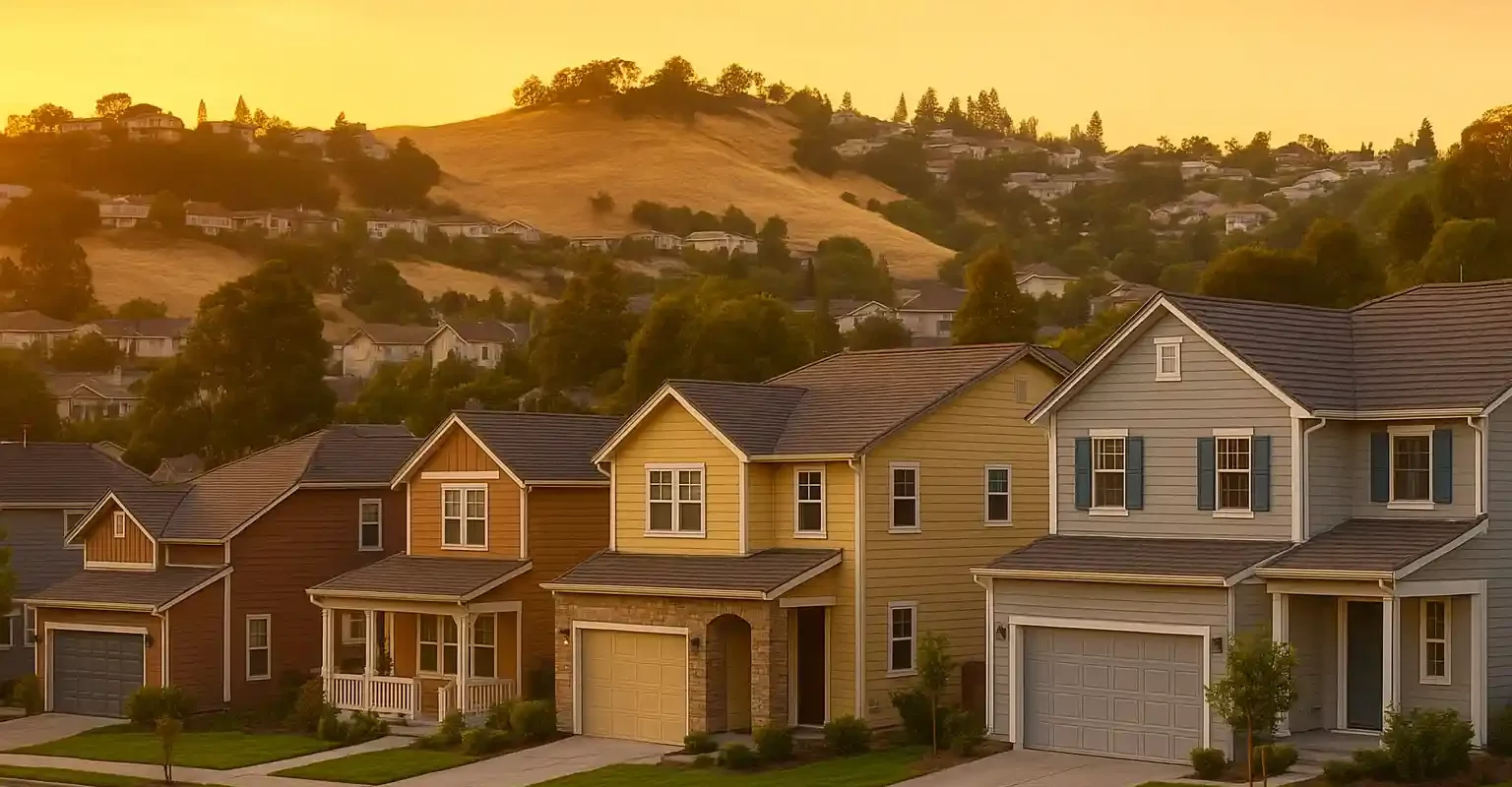 Residential street in Vallejo CA during sunset, used for We Buy Houses Vallejo CA services.
