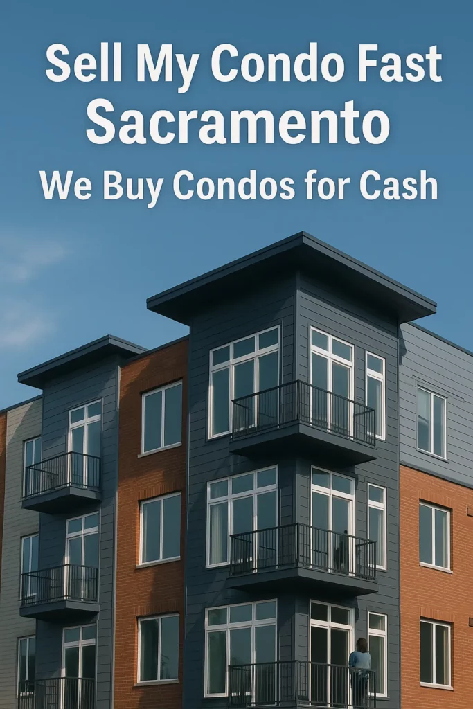 Sell My Condo Fast Sacramento – Modern Condo Building With Balcony and Local Cash Buyer Message